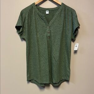 Old Navy NWT Linen Blend Short Sleeve Green Top